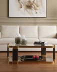 Ryles - Glass Coffee Table - Brass / Brown / Woodtone