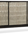 Home Accent - Shimmer 3-Door Credenza - Dark Gray / Pearl Silver