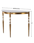 Imelda - Demilune Console Table - Gold & White