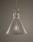 Imbuto - Funnel Glass 1 Light Pendant - White & Gold