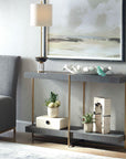 Taja - Modern Brass / Wood Console Table - Gold