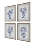 Shibori Coral - Framed Prints (Set of 4) - Light Gray