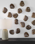 Pebbles - Walnut Wood Wall Décor (Set of 9) - Dark Brown