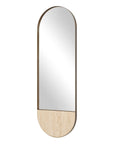 Russo - Travertine Tall Oval Mirror - Bronze / Brown / Gold