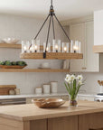 Palm Royal - 8 Light Indoor-Outdoor Chandelier - Black / Light Brown
