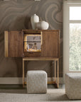 Eleana - Bar On Stand - Medium Wood / Gold