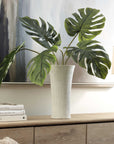 Muse - Monstera Vase Centerpiece - Green / White