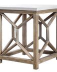 Catali - Stone End Table - White & Light Brown