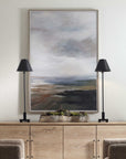 Lowlands - Framed Landscape Print - Black / Blue / Brown / Orange / White / Yellow