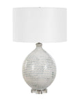 Clary - Horizontally Striped Table Lamp - Gray / White
