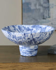 Indigo - Marble Pedestal Bowl - Blue,White