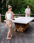 Stonewood - Indoor-Outdoor Ping-Pong Dining Table - White / Woodtone