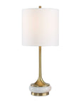 Molena - Brass & Pearly Stone Table Lamp - Brass,Gold,White