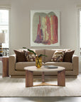 Eleana - Marble Top Round End Table - Medium Wood
