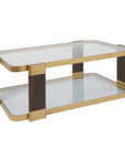 Ryles - Glass Coffee Table - Brass / Brown / Woodtone