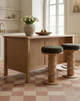 Nio - Swivel Counter Stool - Dark Green / Light Brown