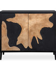 Andrei - Teak Root 2 Door Cabinet - Black / Woodtone