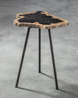 Mircea - Petrified Wood Accent Table - Black & Light Brown