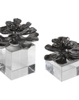 Indian Lotus - Metallic Flowers (Set of 2) - Silver