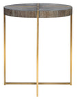Taja - Round Accent Table - Dark Brown & Gold
