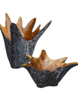 Starpetal - Indoor-Outdoor Wooden Bowls (Set of 2) - Black / Woodtone