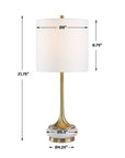 Molena - Brass & Pearly Stone Table Lamp - Brass,Gold,White