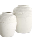 Luna - Ridge Ceramic Vases (Set of 2) - White