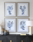 Shibori Coral - Framed Prints (Set of 4) - Light Gray