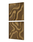 Golden Terrain - Wooden Wall Decor (Set of 2) - Brown / Gold