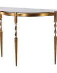 Imelda - Demilune Console Table - Gold & White
