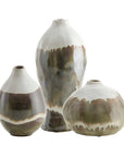 Earthflow - Glazed Outdoor Vases (Set of 3) - Brown / Green / White
