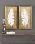 White Feathers - Shadow Box (Set of 2) - Gold