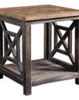 Spiro - Reclaimed Wood End Table - Light Brown & Dark Gray