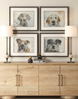 Dog Days - Framed Prints (Set of 4) - Black / Blue / Brown / Gray / Orange / White