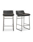 Starlet - Counter Stool Leather (Set of 2) - Onyx Black