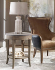 Deka - Round Side Table - Gray & Light Brown
