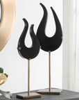 Black - Flame Sculptures (Set of 2)