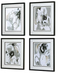 Tangled Threads - Abstract Framed Prints (Set of 4) - Pearl Silver