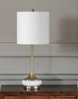 Molena - Brass & Pearly Stone Table Lamp - Brass,Gold,White