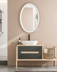 Bali - Ribbed Oval Mirror - White