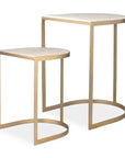 Lindon - Travertine Nesting Tables Set - Gold / White