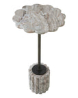 Lana - Scalloped Marble Drink Table - Bronze / White
