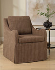 Luisa - Pinstripe Swivel Chair - Brown