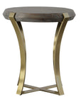Unite - Brass Leg Wood Side Table - Dark Brown