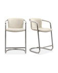 Freeman - Chrome Frame Counter Stool (Set of 2) - Blended Cream