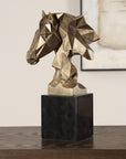 Chiseled Horse Bust - Sculpture - Bronze