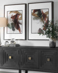 Velocity - Framed Abstract Prints (Set of 2) - Brown / Green / Red / White