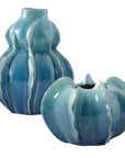 Ocean Wave - Outdoor Glazed Vases (Set of 2) - Blue / Green