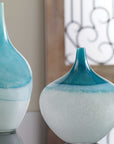 Carla - Vases (Set of 2) - White & Teal