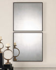 Matty Squares - Antiqued Square Mirrors (Set of 2) - Black